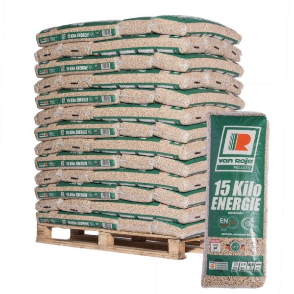 Pellet van Roje 6mm ENplus A1 – Pallet van 65 zakken van 15 KG